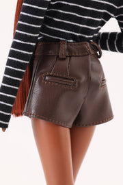 Chocolate Brown Faux Leather Shorts
