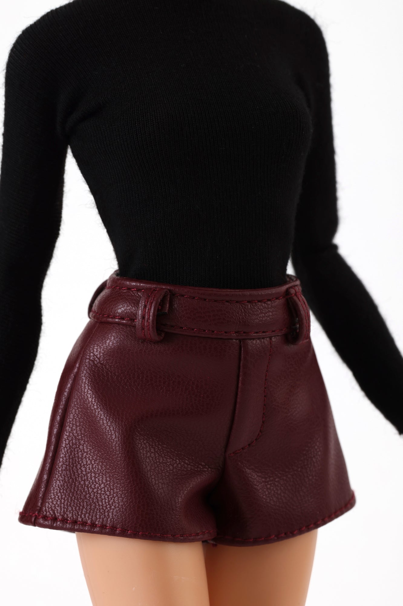 Burgundy Faux Leather Shorts