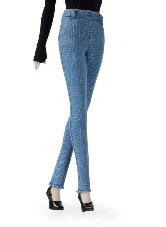 High-Waisted Skinny Jeans-Light Blue