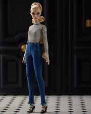 High-Waisted Skinny Jeans-Medium Blue