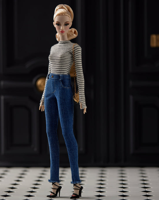 High-Waisted Skinny Jeans-Medium Blue