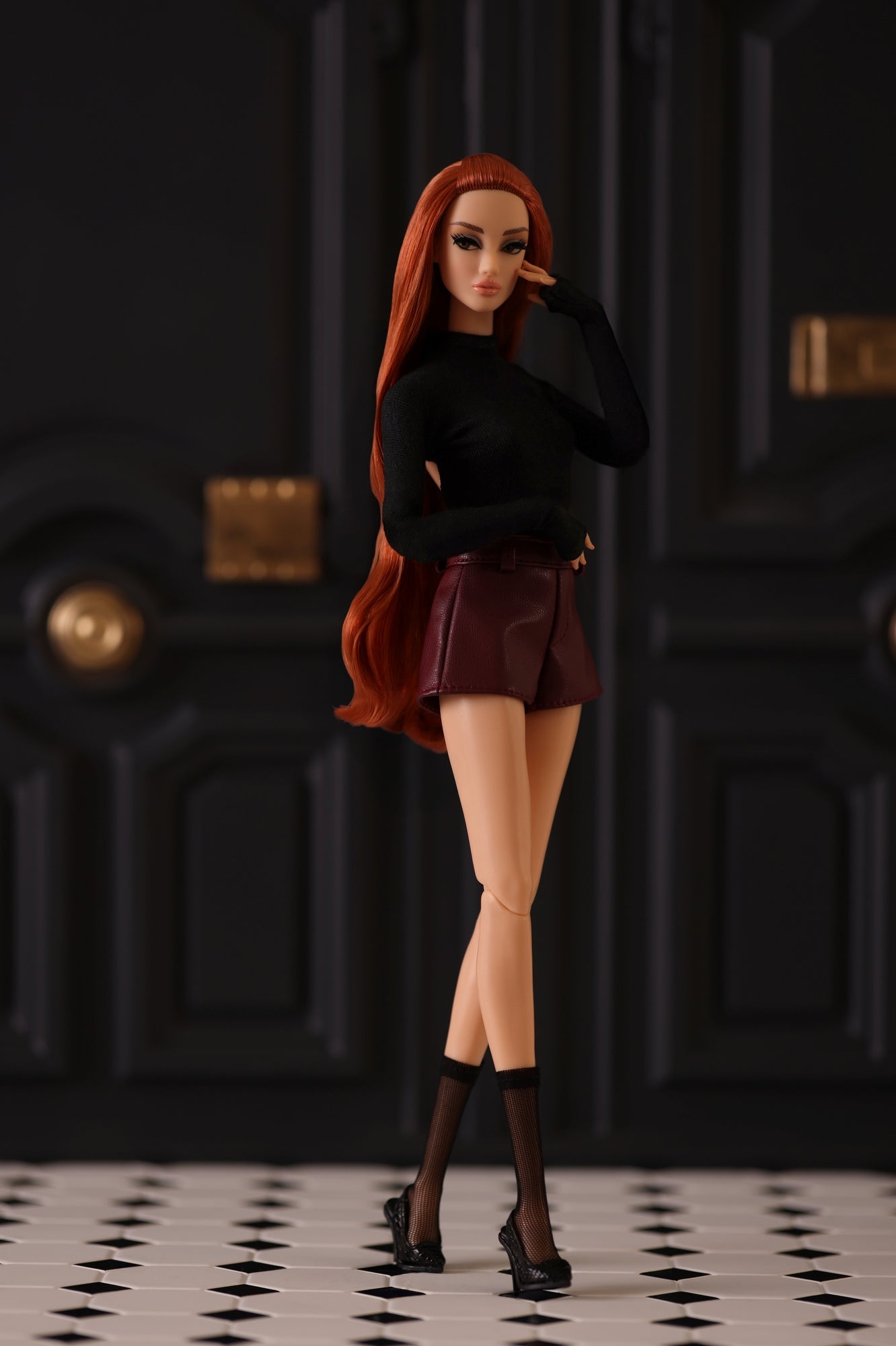 Burgundy Faux Leather Shorts