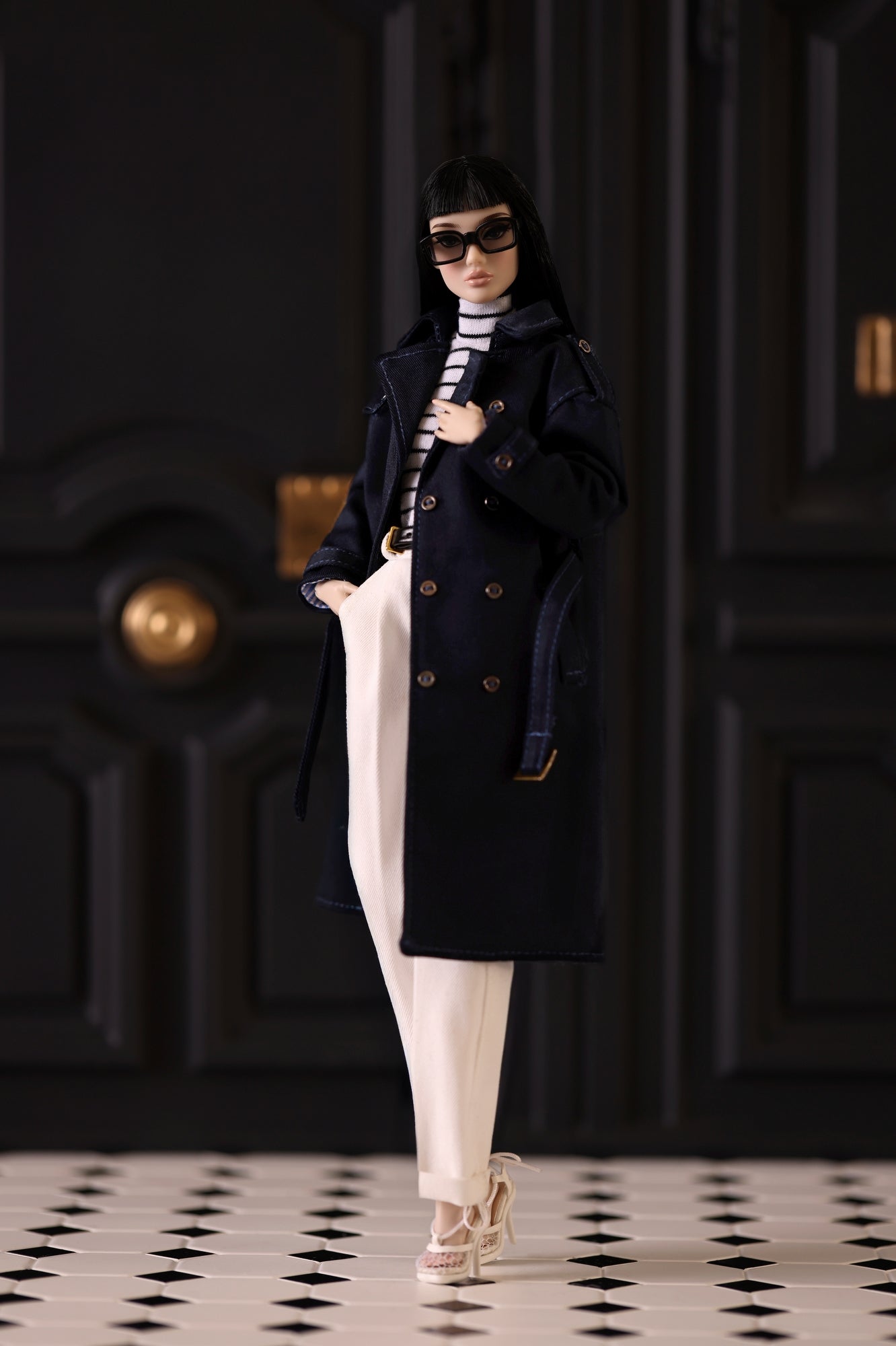 Navy Double-Breasted Trench Coat